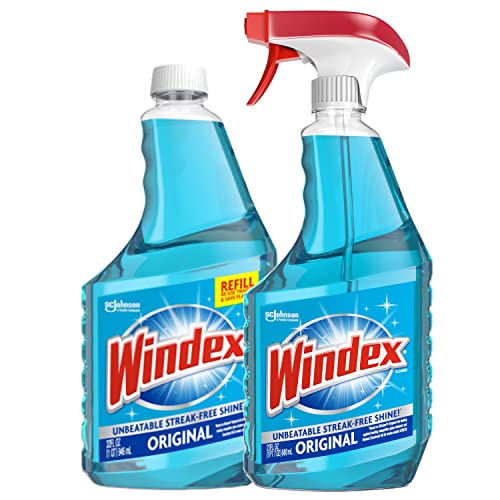 Windex Glass Cleaner Bundle - 23 fl oz Spray + 32 fl oz Refill
