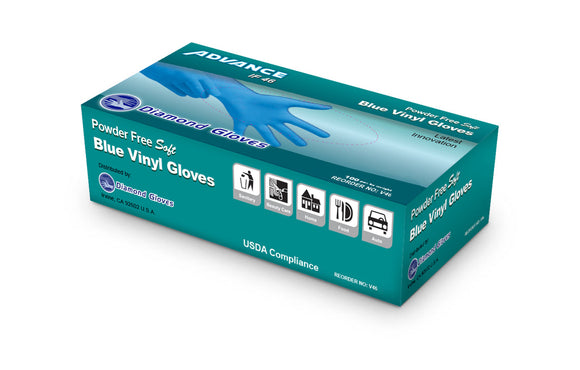 Disposable Gloves IF46 Blue Vinyl Advance Diamond Gloves ( 1000/case )