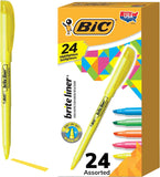 BIC Brite Liner Highlighters, 5-Pack, Assorted Colors